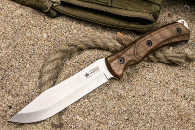 Нож Safari сталь AUS-8 stonewash, рукоять орех